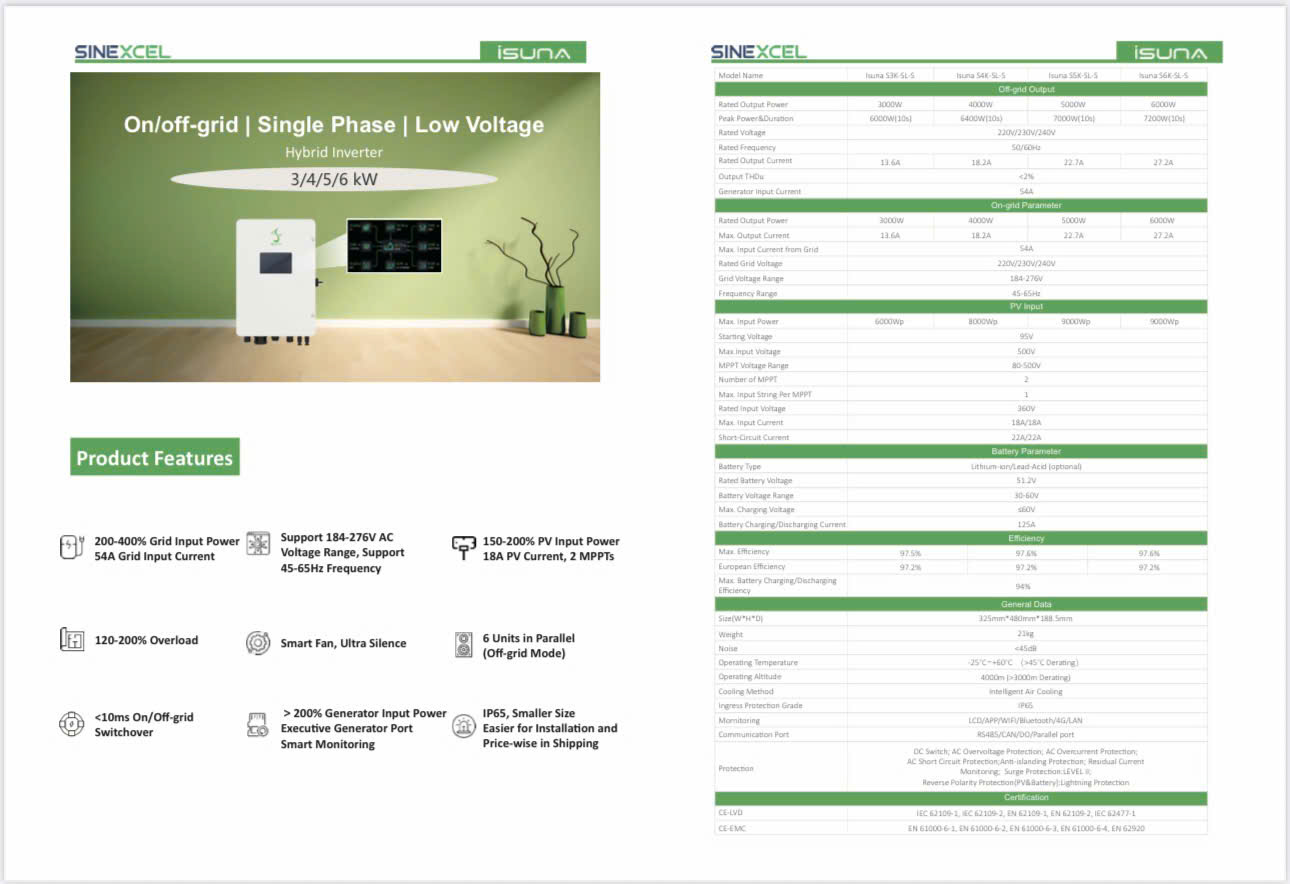 Biến tần Hybrid SineXcel Isuna 6Kw 1 phase S6K-SL-S - Ảnh 6